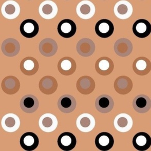 Double Polka Dot Grayed Browns and Black on Beige