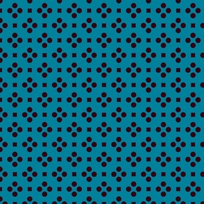 Medium Foulard Calico Quad Dots and Little Squares on Teal - Copy