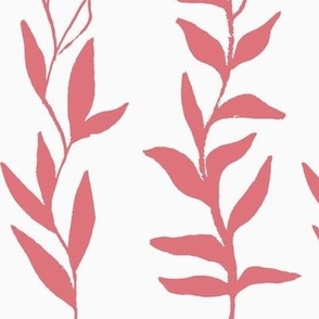 Vertical Vines in Watermelon Pink on Off-White