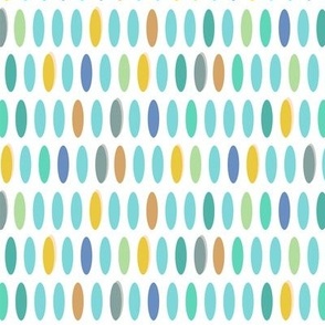 Teal & Yellow Oval Dots on White