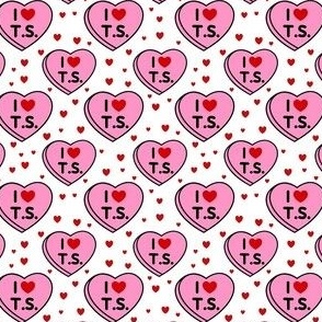 Small I Love T.S. Valentine Conversation Hearts Red Pink White