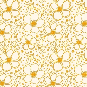 Floral anemone pattern yellow large scale