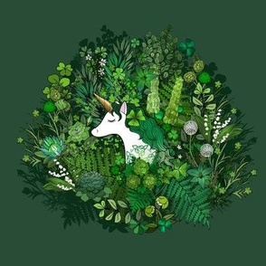 Irish Unicorn in a Garden O' Green tile 