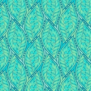 tropical leaves tesselation - aquamarine ocean