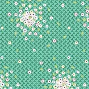 Small Flowers on Lattice - turquoise