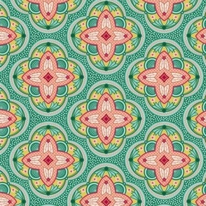 Ethnic Moth Tiles - emerald green