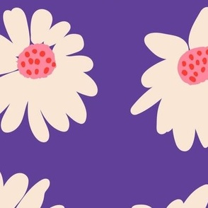 Daisies Playful Floral  Jumbo - Purple
