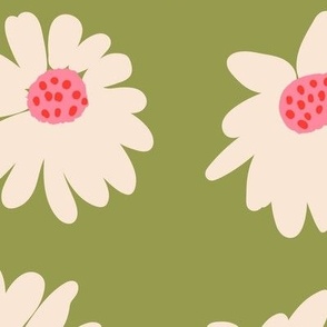 Daisies Playful Floral  Jumbo - Olive