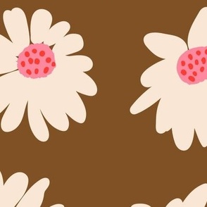 Daisies Playful Floral  Jumbo - Brown