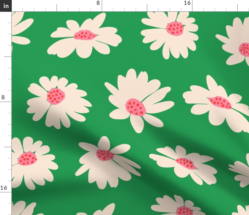 Daisies Playful Floral  Jumbo - Emerald