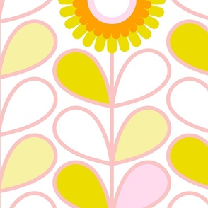 Large - Bright Morning in Bloom - Lemon lime, Marigold & Pastel Pink