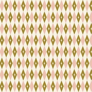 Golden Nugget (MidMod Olive & Peachy Keen) || midcentury harlequin diamonds