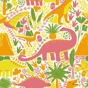 Dinosaur Land - Pink and Yellow 