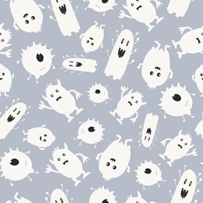 8x8 Cute Ghost Monsters - LARGE Scale - Baby Blue - Cute Pastel Halloween - Halloween Aesthetic - Halloween Ghosts - Blue and Cream