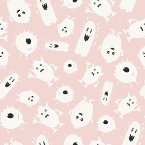 8x8 Cute Ghost Monsters - LARGE Scale - Baby Pink - Cute Pastel Halloween - Halloween Aesthetic - Halloween Ghosts - Pink and Cream