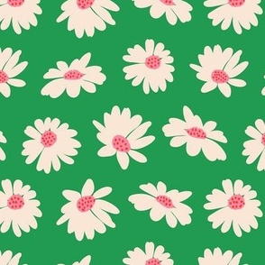 Daisies Playful Floral - Emerald