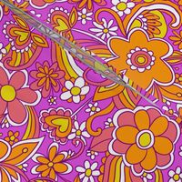 60s 70s hippie colorful psychedelic floral pattern (small size version)