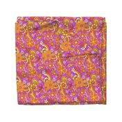60s 70s hippie colorful psychedelic floral pattern (small size version)
