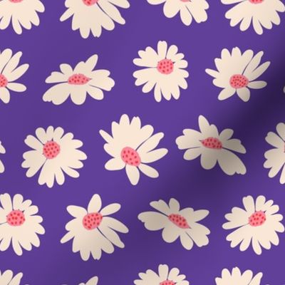 Daisies Playful Floral  - Purple