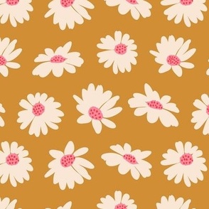 Daisies Playful Floral - Mustard