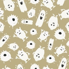8x8 Cute Ghost Monsters - LARGE Scale - Sage Green - Cute Halloween - Halloween Aesthetic - Halloween Ghosts - Green and Cream