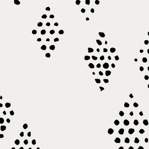 Geometric Diamond Dots | Large Scale | Eggshell White, True Black