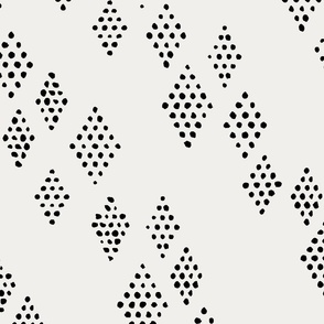 Geometric Diamond Dots | Medium Scale | Eggshell White, True Black