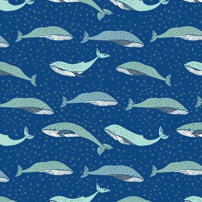 Swimming whales - medium