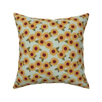 Sunflower garden boho blossom summer floral design orange yellow sage green olive autumn SMALL