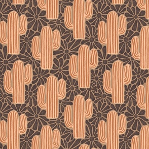 Sonora - 12" large - peach and dark brown