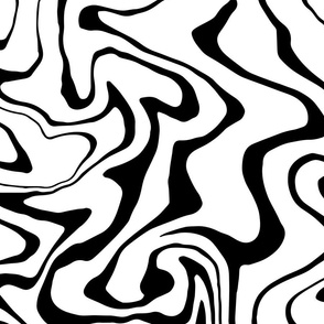 Black and White Zebra Animal Print - Large Scale - Marble Stripes Abstract Minimalist