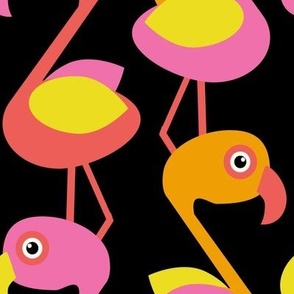 Modern Optimistic Flamingos, multi-color, 24 inch