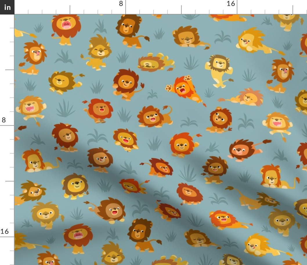 Kawaii Little Lions Light Grey by Cheerful Madness!!