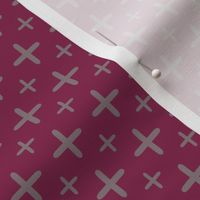 538 - Starry hot summer night in silvery grey and deep berry pink - for apparel, cotton bed linen, dramatic decor, minimalist interiors