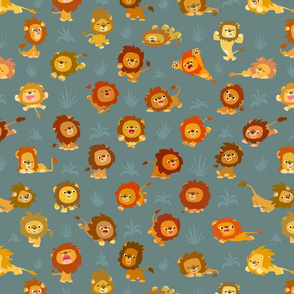 Kawaii Little Lions Grey by Cheerful Madness!!