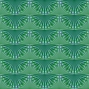 Palmetto Palm Jungle Whimsical Funky Traditional Fun Vintage Retro Starburst Star Pattern Palms in Neutral Colors Kelly Green 5C8D53 Emerald Green Dark Green 246641 Sky Blue Gray A7C0DA Subtle Modern Geometric Abstract