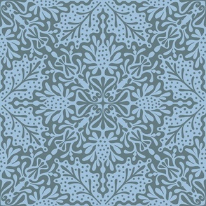 Modern Damask: Sky and Teal