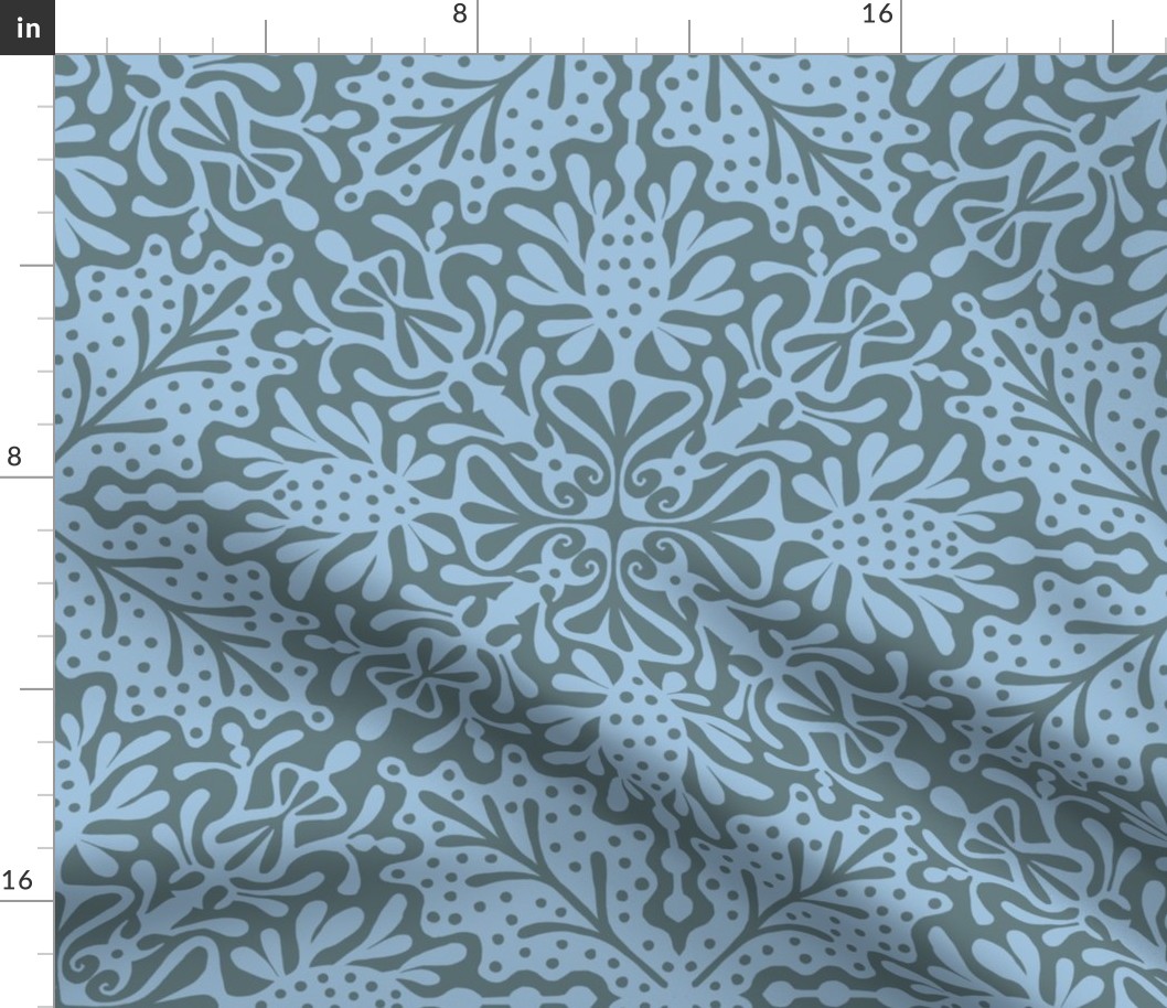 Modern Damask: Sky and Teal