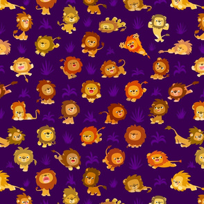 Kawaii Little Lions Purple by Cheerful Madness!!