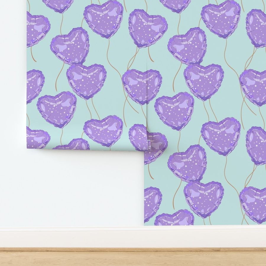 heart balloons mint purple-Large