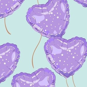 heart balloons mint purple-Large