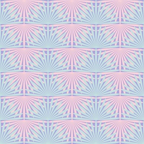 Palmetto Palm Jungle Whimsical Funky Traditional Fun Vintage Retro Starburst Star Pattern Palms in Pastel Colors Cotton Candy Pink F1D2D6 Sea Glass Blue Green Turquoise CDE1DD Lilac Lavender Purple Violet A6A3DE Fresh Modern Geometric Abstract