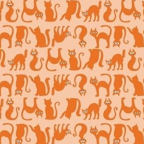 Orange Cats, Halloween Cats on Orange Background
