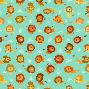 Kawaii Little Lions Light Green by Cheerful Madness!!