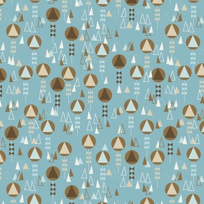 Triangle lollipop flowers blue and brown