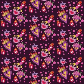 Sacred Hearts in Purple Pink