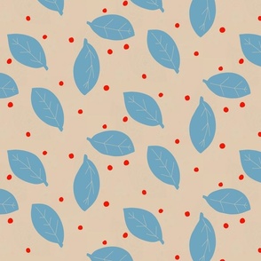 Blue leaves, red dots