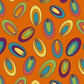 Seventies Disco pattern on orange - large