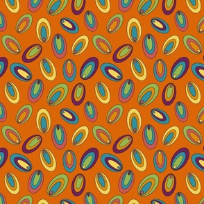 Seventies Disco pattern on orange - - small