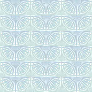Palmetto Palm Jungle Whimsical Funky Traditional Fun Vintage Retro Starburst Star Pattern Palms in Pastel Colors Sea Glass Turquoise CDE1DD Fog Blue Gray BED2E3 Natural White FEFDF4 Fresh Modern Geometric Abstract